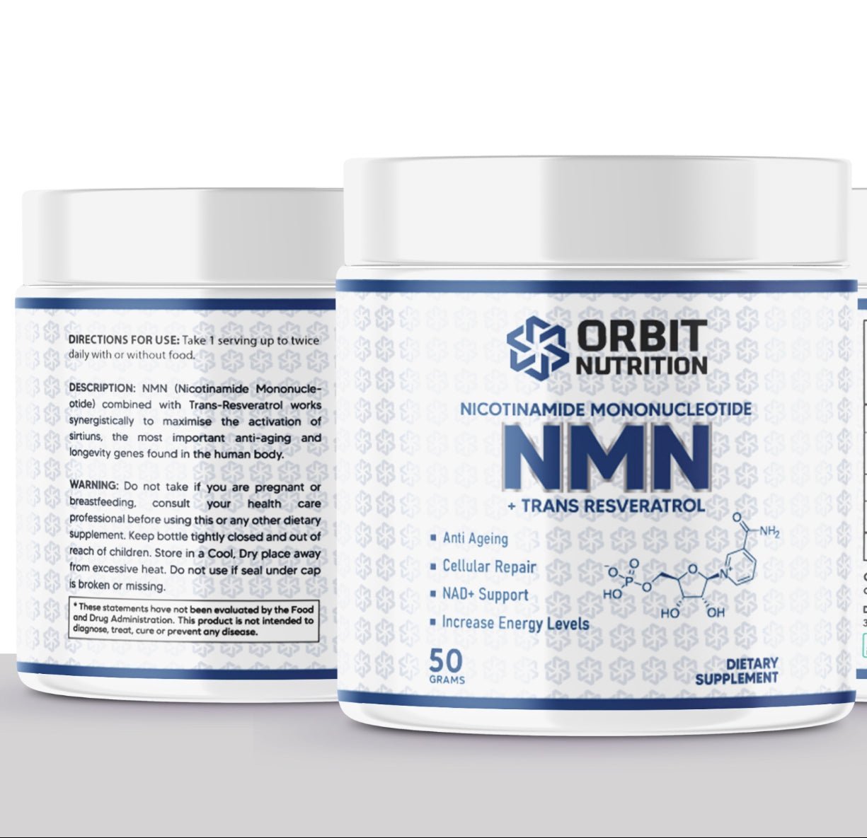 NMN + Trans - Resveratrol Pure Powder - 200 serves! - Orbit Nutrition