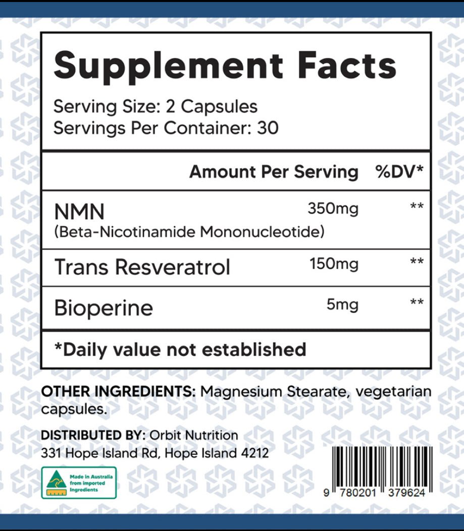 NMN Plus Trans Resveratrol - Orbit Nutrition