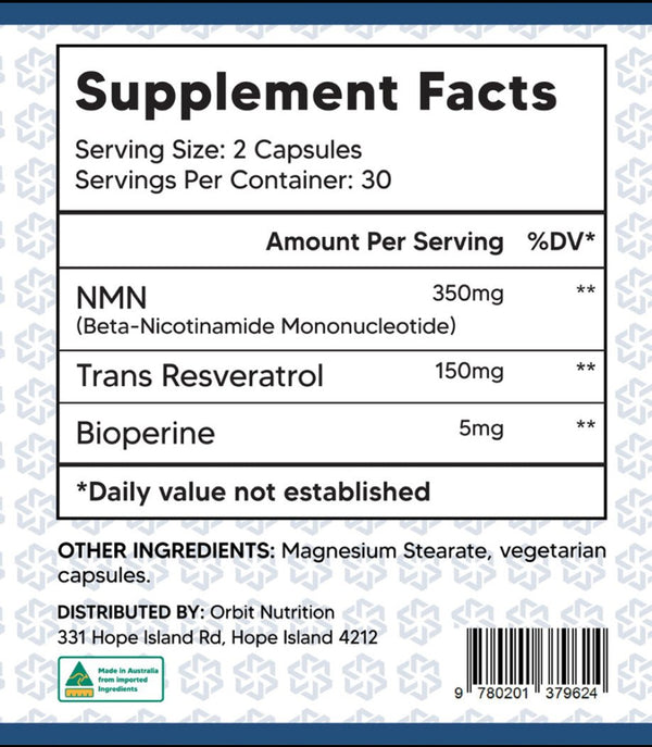 NMN Plus Trans Resveratrol - Orbit Nutrition