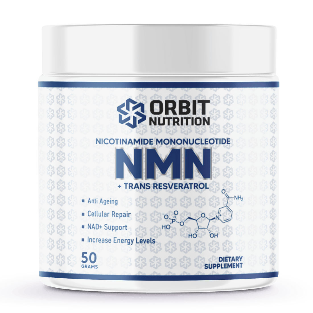 NMN + Trans - Resveratrol Pure Powder - 200 serves! - Orbit Nutrition